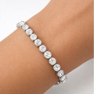 Weiss Tennis Bracelet Womens 7in Silver Tone Excellent Vintage‎ Clear Rhinestone